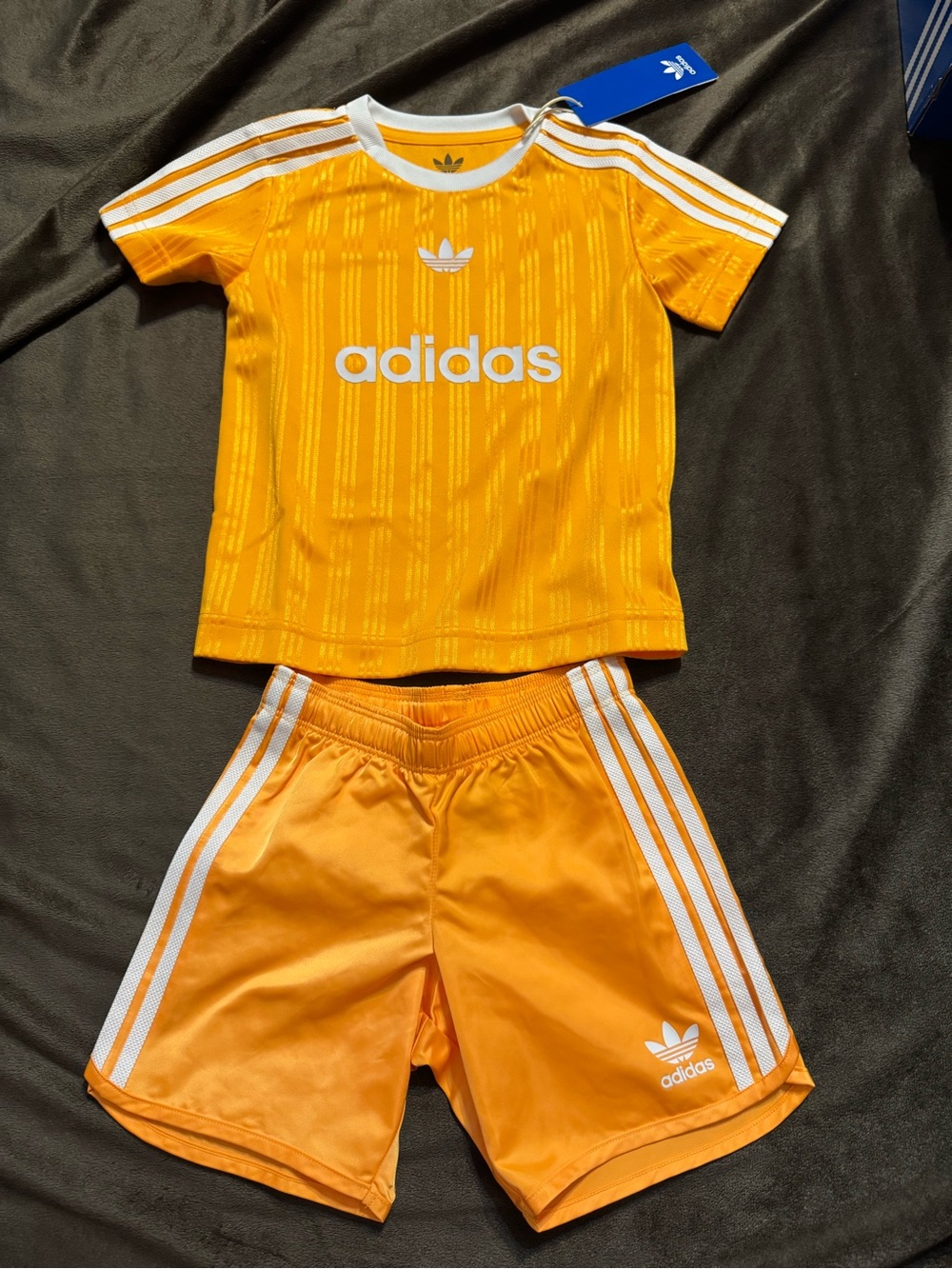adidas Kids Orange Short Sleeve Tee & Shorts Set